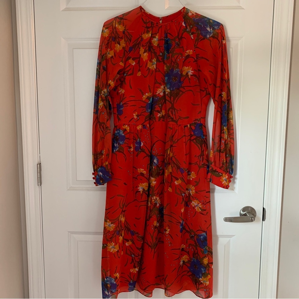 Vintage 1970s Adele Simpson silk floral midi dress